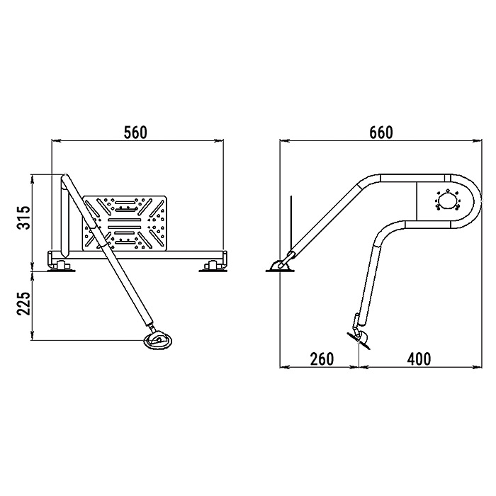 Стойка рулевая с креплением на баллон надувной лодки 25мм в Волгограде