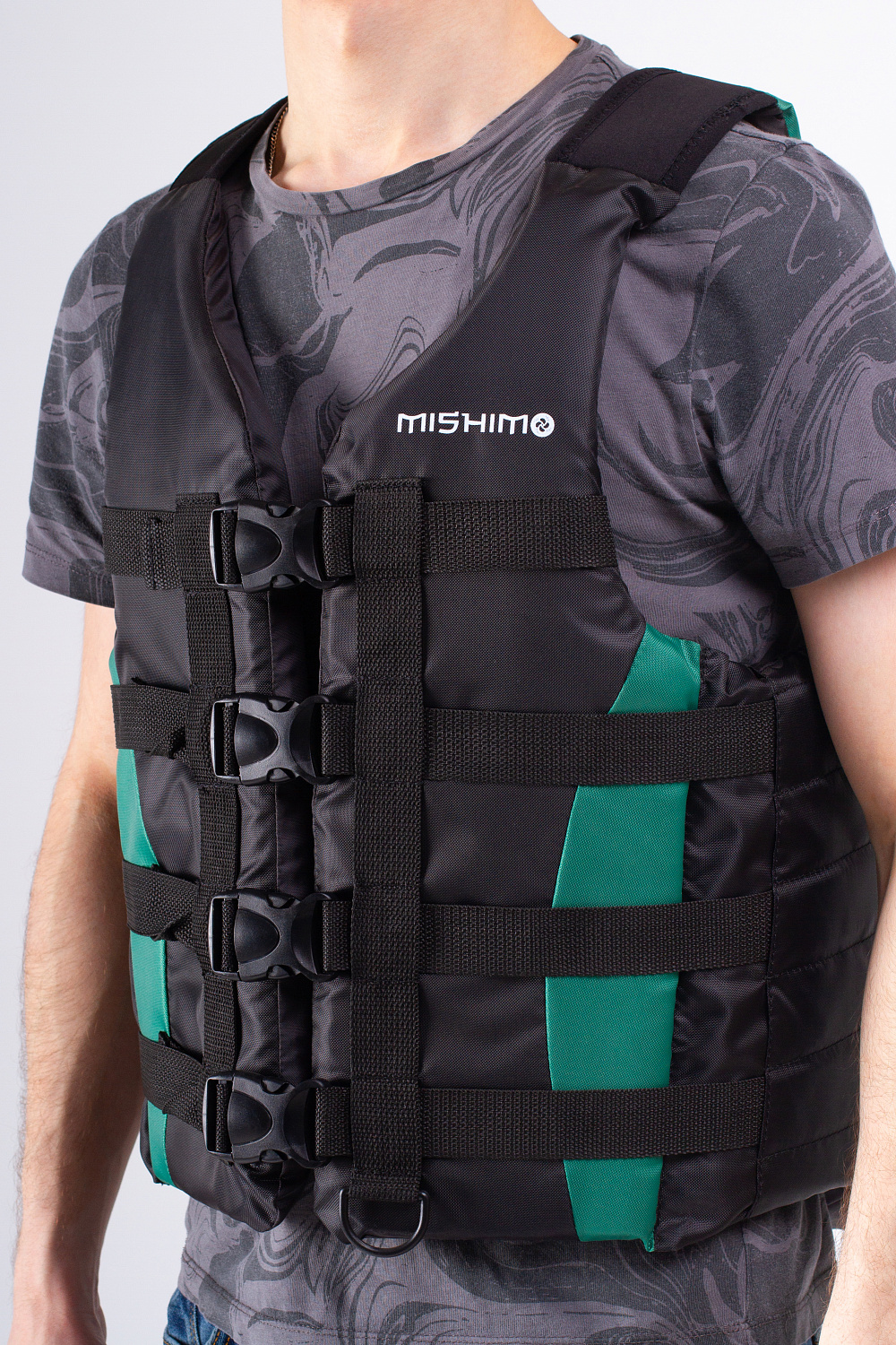 Жилет спасательный MISHIMO PRO Премиум качества Черно-зеленый в Волгограде