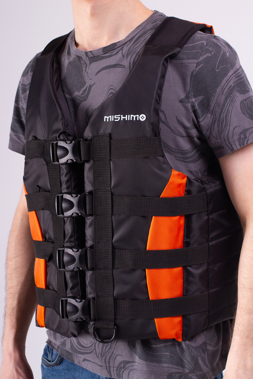 Жилет спасательный MISHIMO PRO Премиум качества Черно-оранжевый в Волгограде
